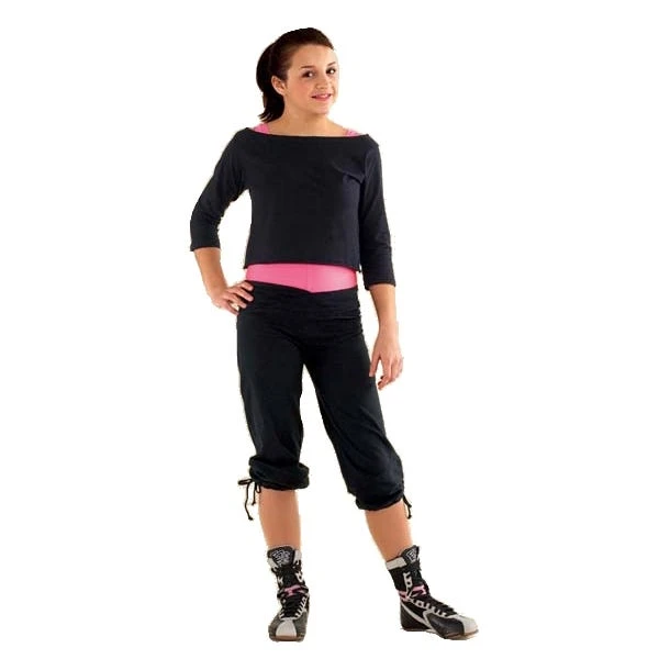 1st Position Haut D`Échauffement Noir à Encolure Bateau