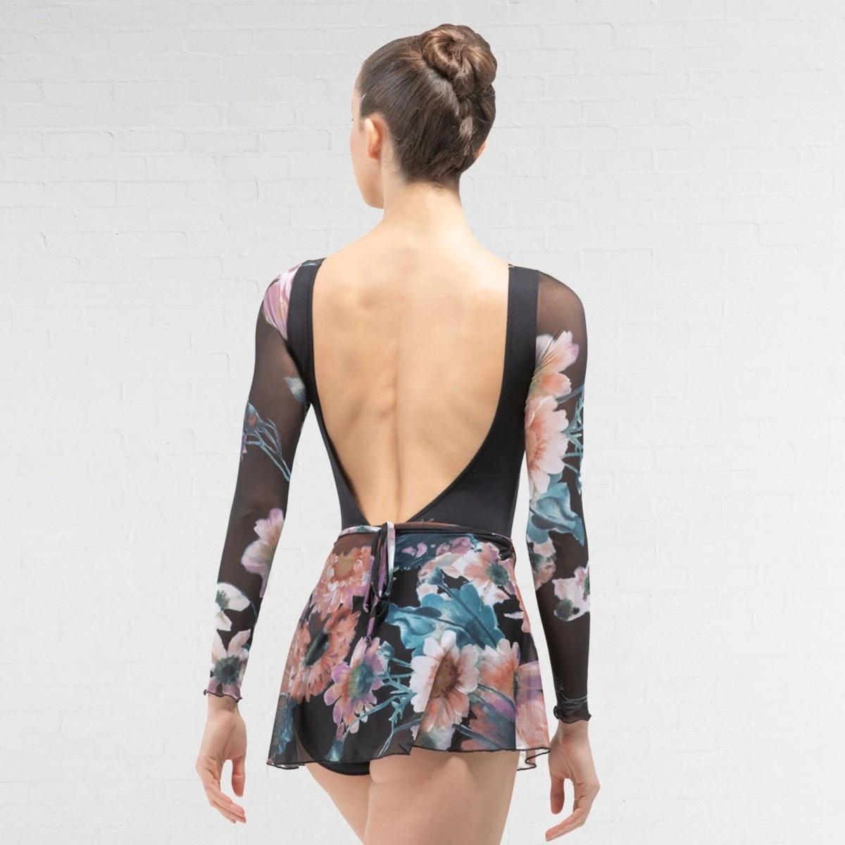 Ballet Rosa Serene Scoop Back Leotard With Floral Printed Long Sleeve – Image 6