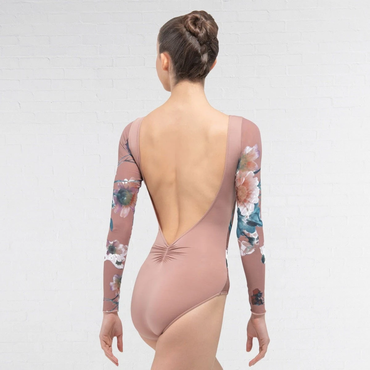 Ballet Rosa Serene Scoop Back Leotard With Floral Printed Long Sleeve – Image 2