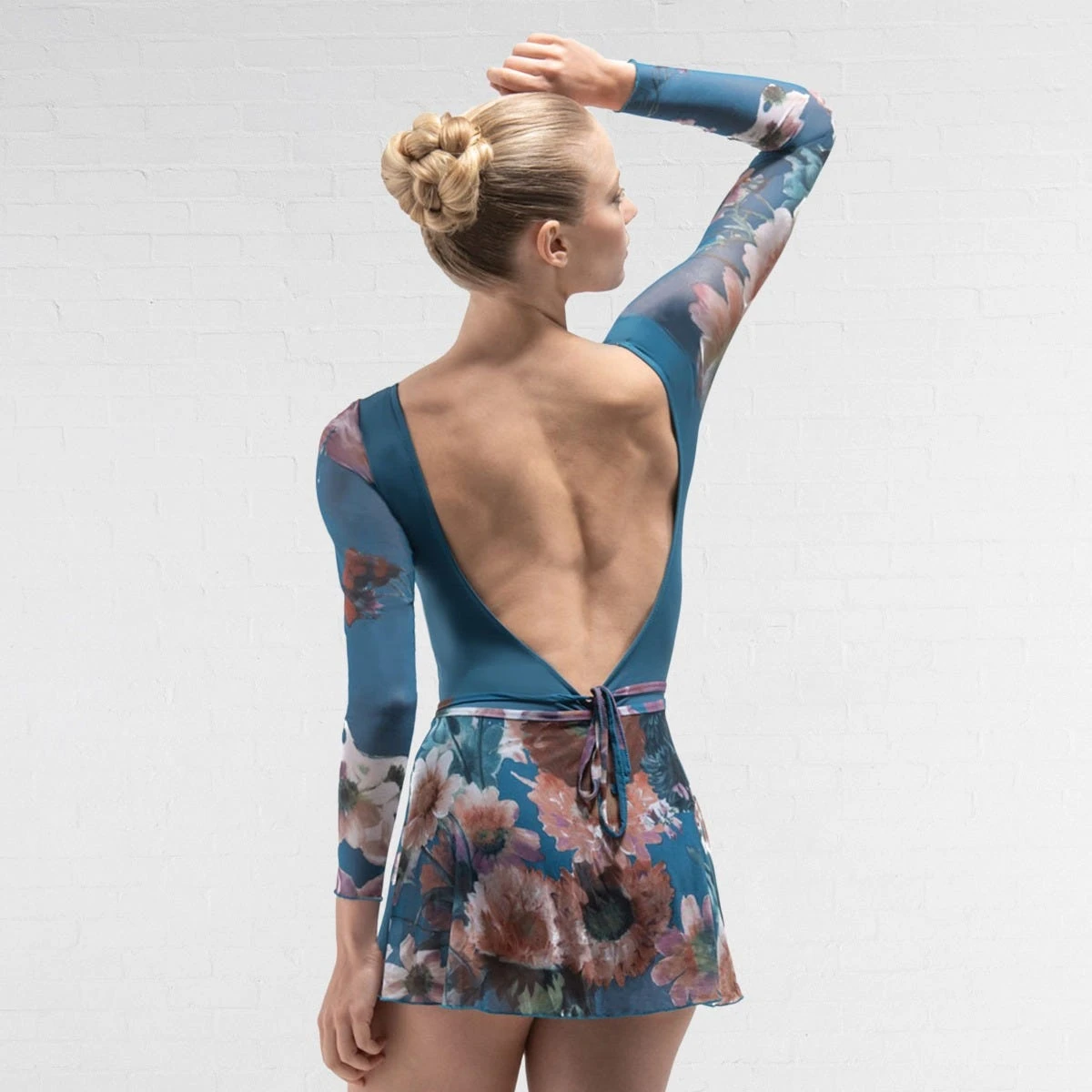 Ballet Rosa Serene Scoop Back Leotard With Floral Printed Long Sleeve – Image 12