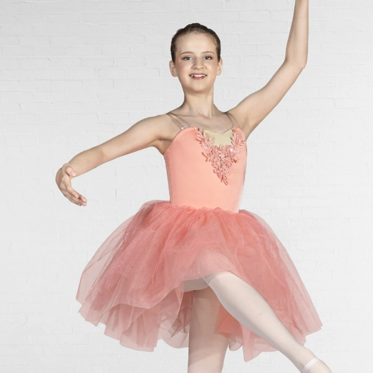 1st Position Tutu En Filet Scintillant à Appliques à Fleurs Et Paillettes