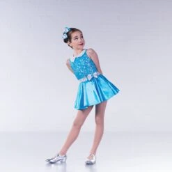 1st Position Costume Paillette Turquoise Col En Strass