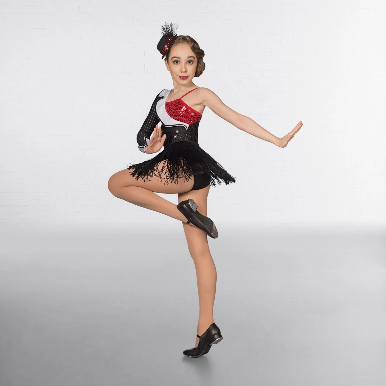 1st Position Justaucorps Asymétrique à Rayures Paillettées Avec Jupette à Franges – Image 2