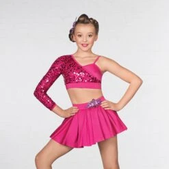 1st Position Costume 2 Pièces Asymétrique à Paillettes