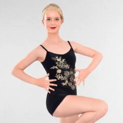 1st Position Velvet Jazz Biketard With Appliqué