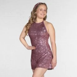 1st Position Robe à Paillettes Sans Manches à Dos Nu