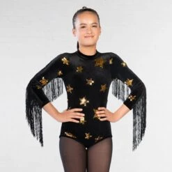 1st Position Showgirl Justaucorps à Franges Et à Etoiles En Paillettes