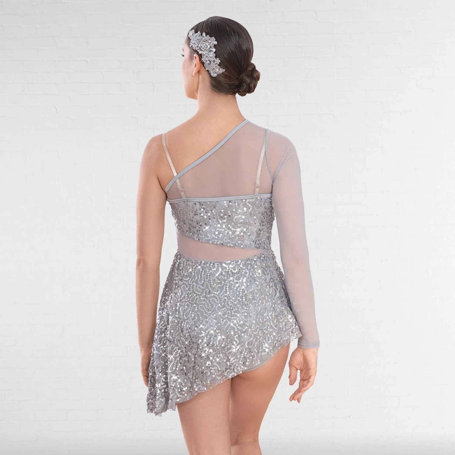 1st Position Combi-Short Lyrique Asymétrique Pailleté Avec Manches En Mailles – Image 2