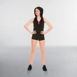 Combi-Short Noire à Capuche