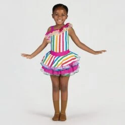 1st Position "I Want Candy" Tutu Rayé Arc-en-ciel Brillant