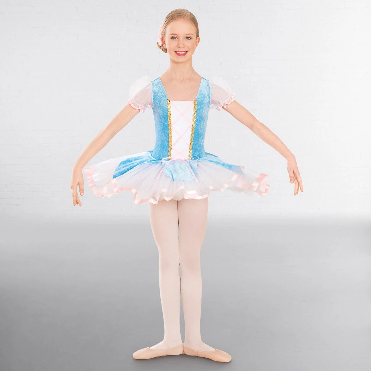 1st Position Tutu Avec Corsage Bleu Floral Et Ruban