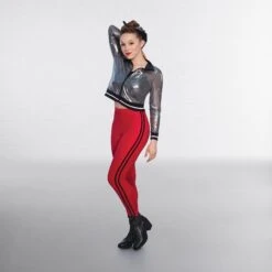 1st Position Veste Métallique + Débardeur Avec Legging Bandes Sur Les Côtés