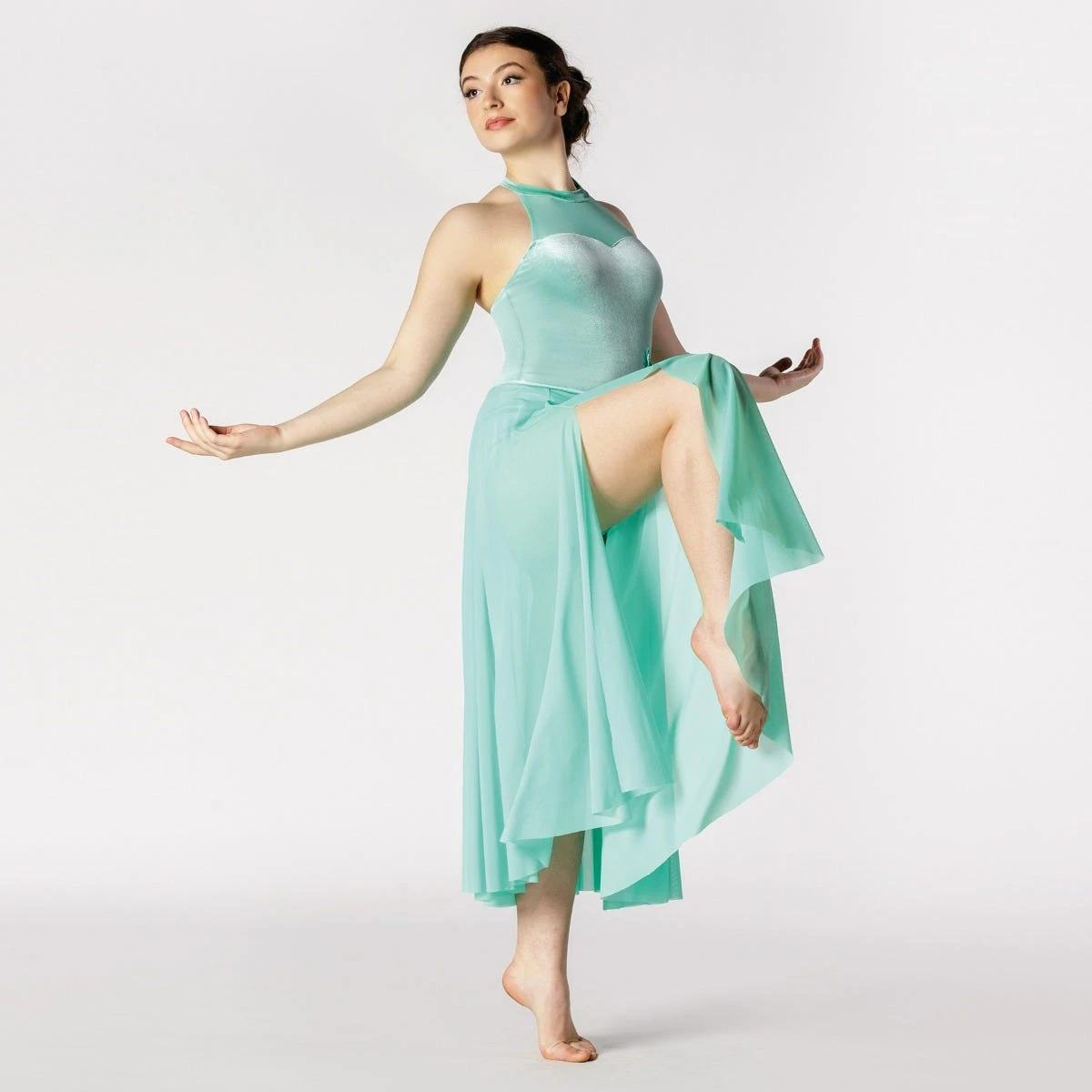 1st Position Longue Robe En Velours Avec Applique â Image 3