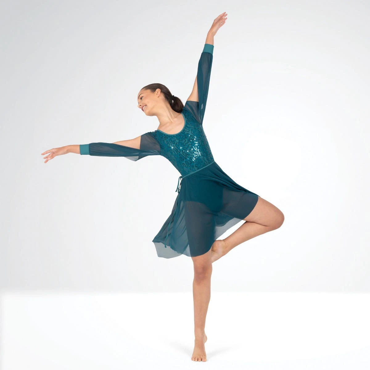 1st Position Justaucorps à Paillettes à Manches Longues Fendues Avec Jupe Portefeuille Séparée – Image 8