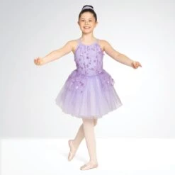 1st Position Biketard Texturé Floral Avec Jupe De Ballet Séparée