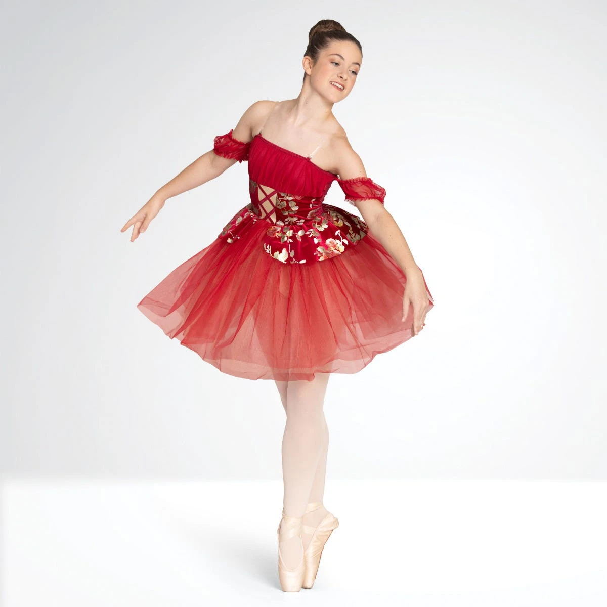 1st Position Robe De Ballet à Corset En Velours Floral Et Corsage Froncé – Image 4