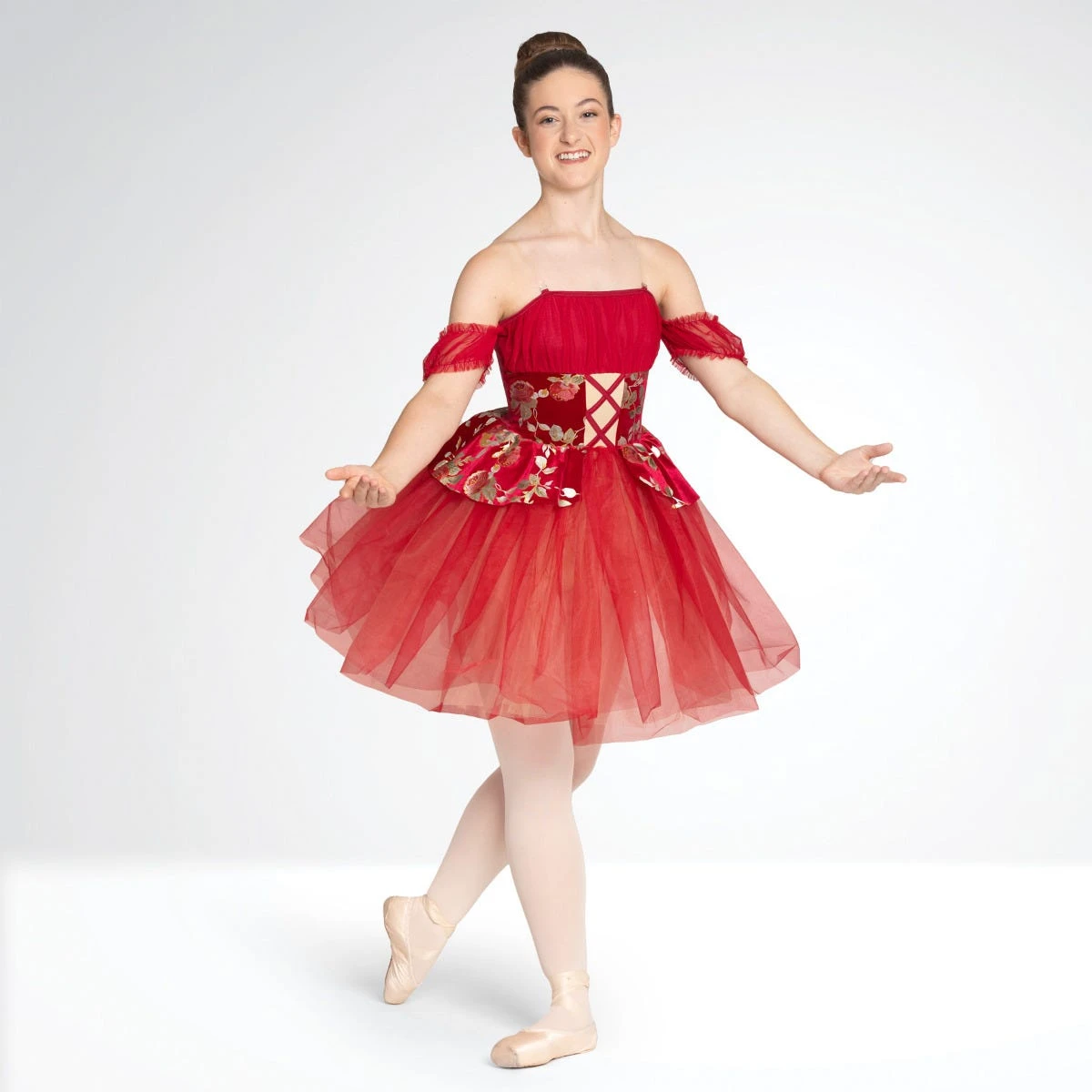 1st Position Robe De Ballet à Corset En Velours Floral Et Corsage Froncé – Image 5