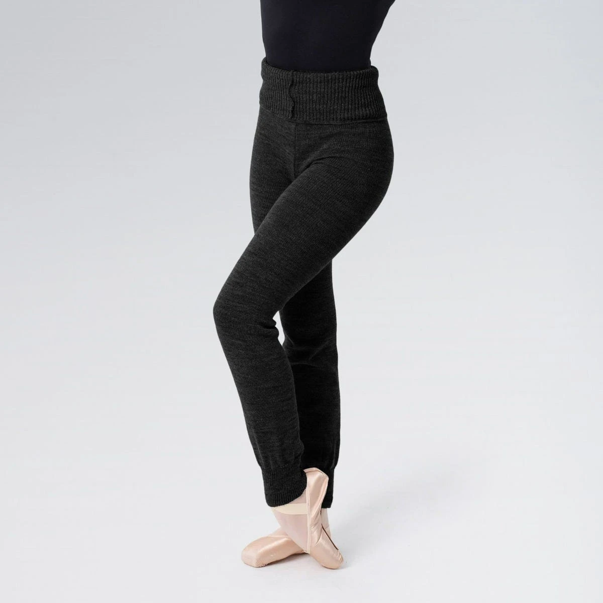 Intermezzo Leggings Tricotés Noirs à Taille Repliée