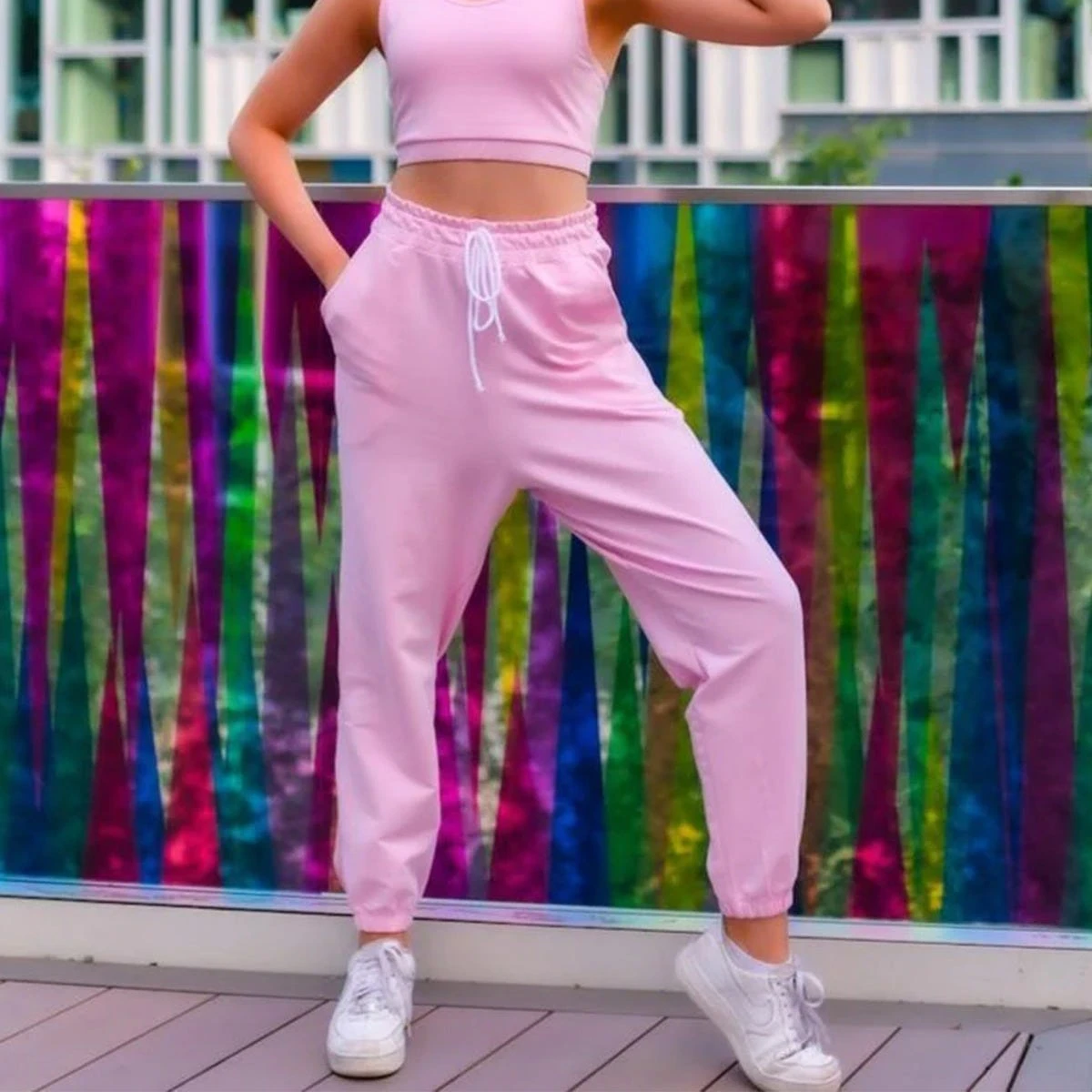 ONYRO Pantalon De Jogging Large Été Pastel