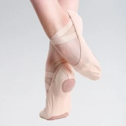 So Danca Demi-pointes Bi-semelle En Toile Souple Rose