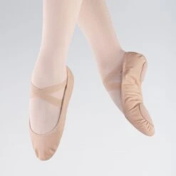 So Danca Demi-pointes Bi-semelle En Cuir Souple Rose
