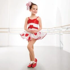 Tutu Blanc à Motif Cœurs En Paillettes Rouges